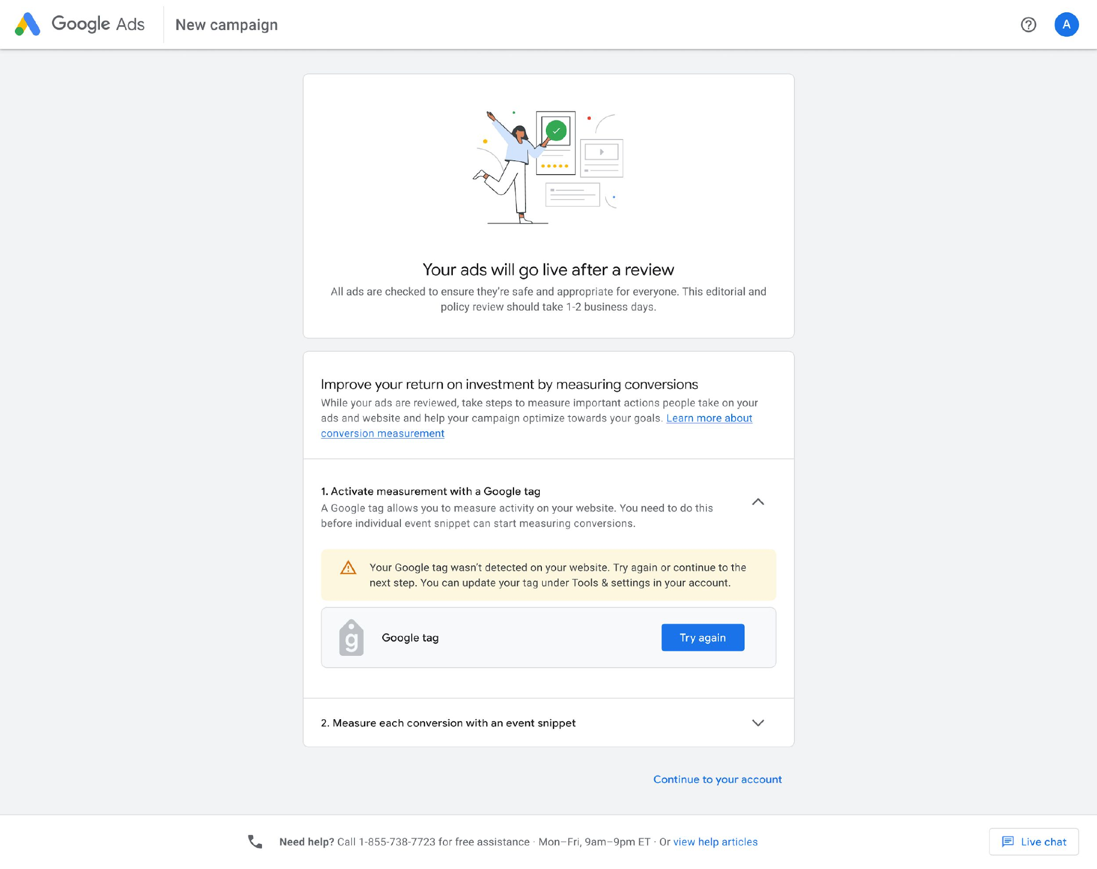 Google Ads — Conversion setup in onboarding (1)
