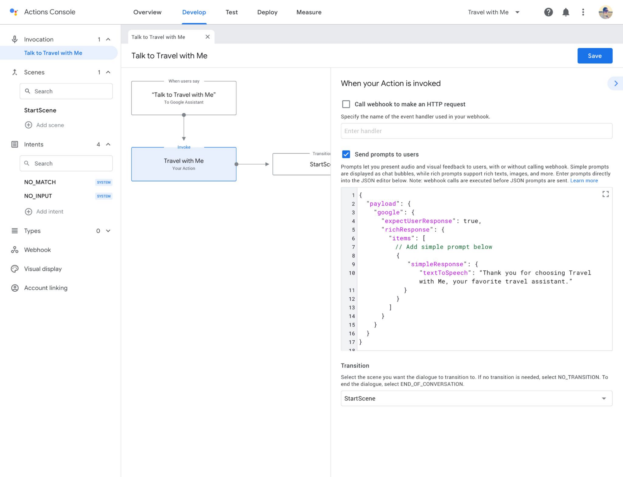 Google Assistant — Conversation builder — Interaction model (1)