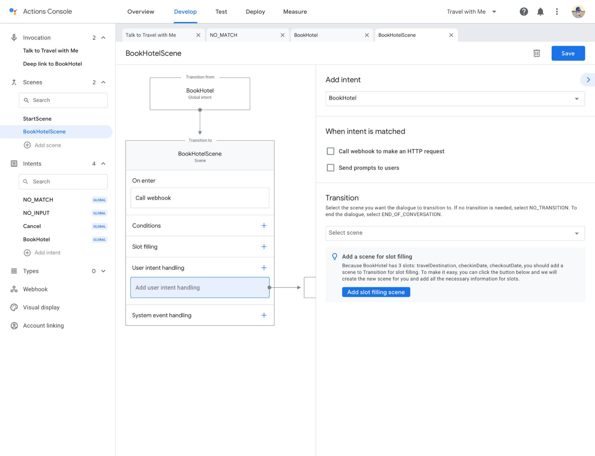 Google Assistant — Conversation builder — Interaction model (6)