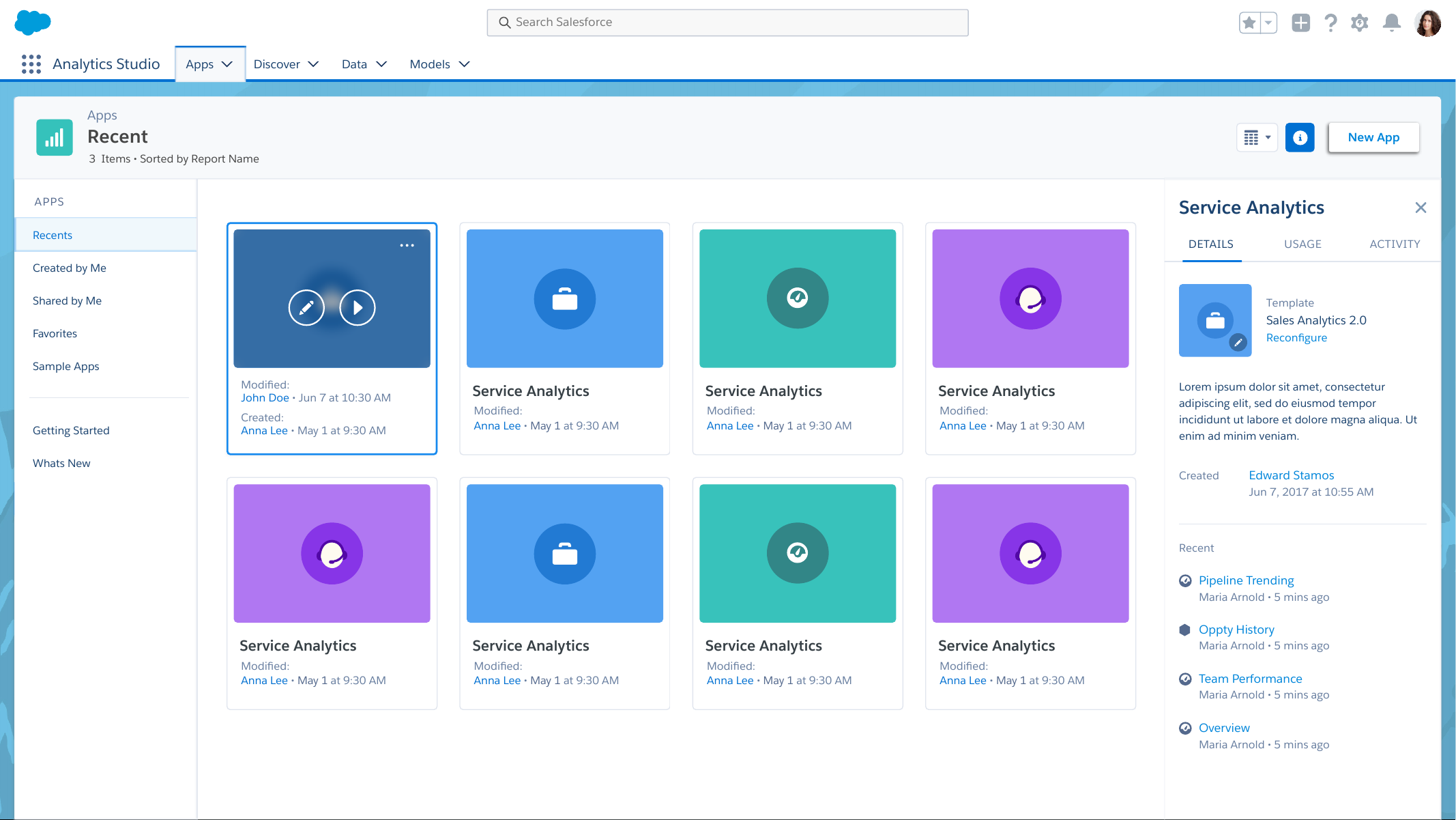 Salesforce Einstein Analytics — App Studio — App Home (1)