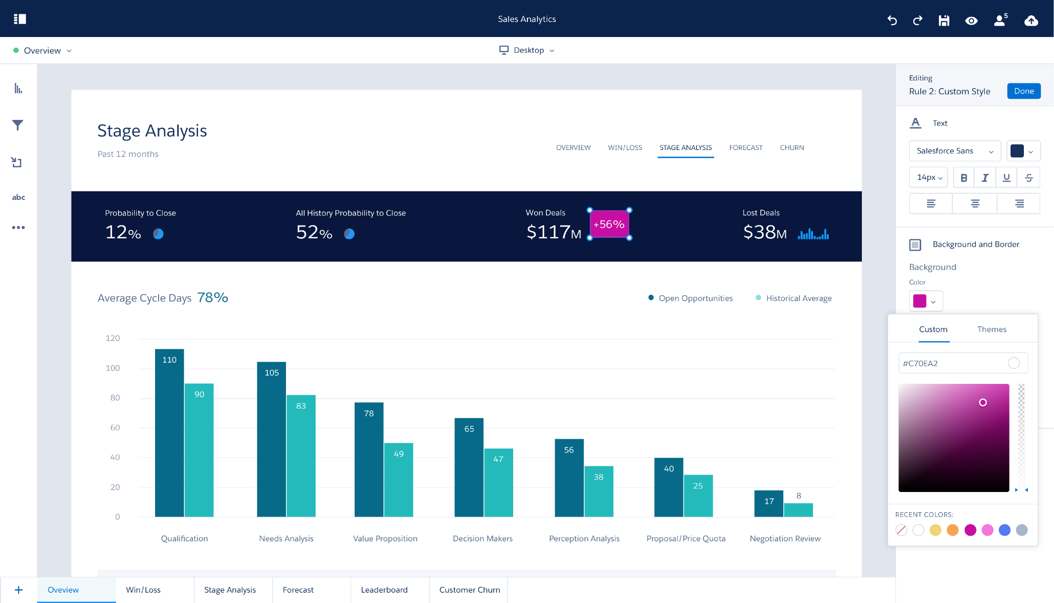Salesforce Einstein Analytics — App Studio — Styling & conditional formatting (4)