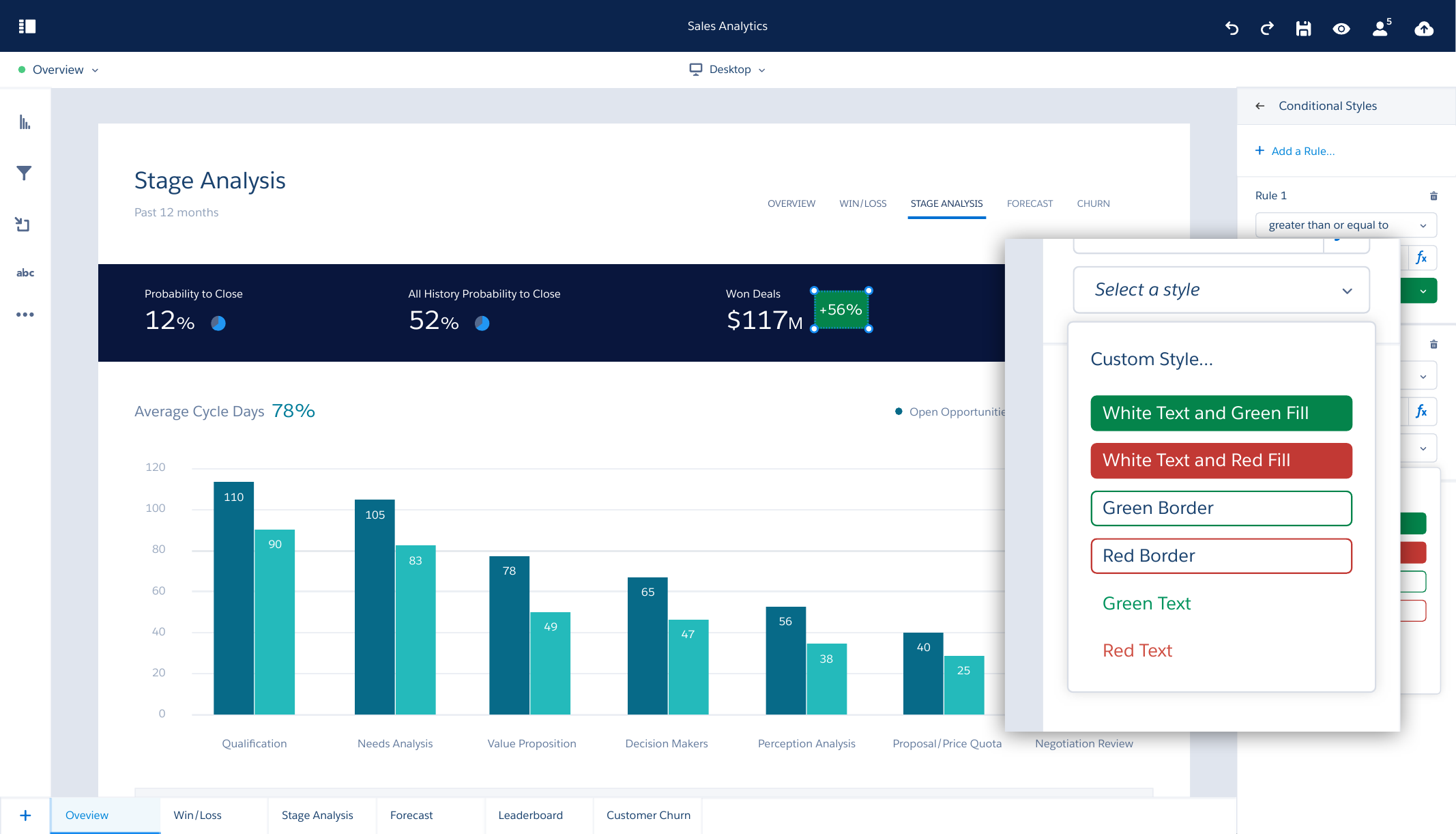 Salesforce Einstein Analytics — App Studio — Styling & conditional formatting (3)