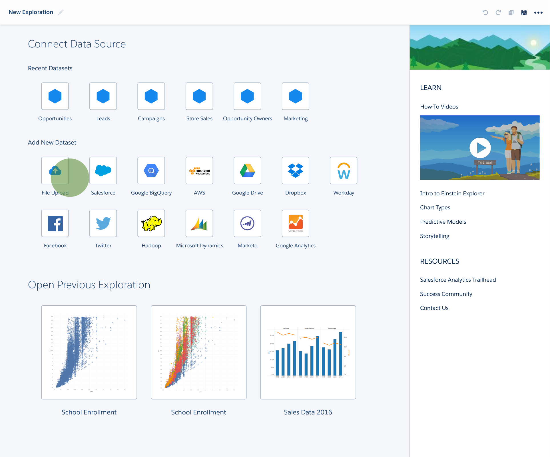 Salesforce Einstein Analytics — Data Explorer — Connect & prepare (1)