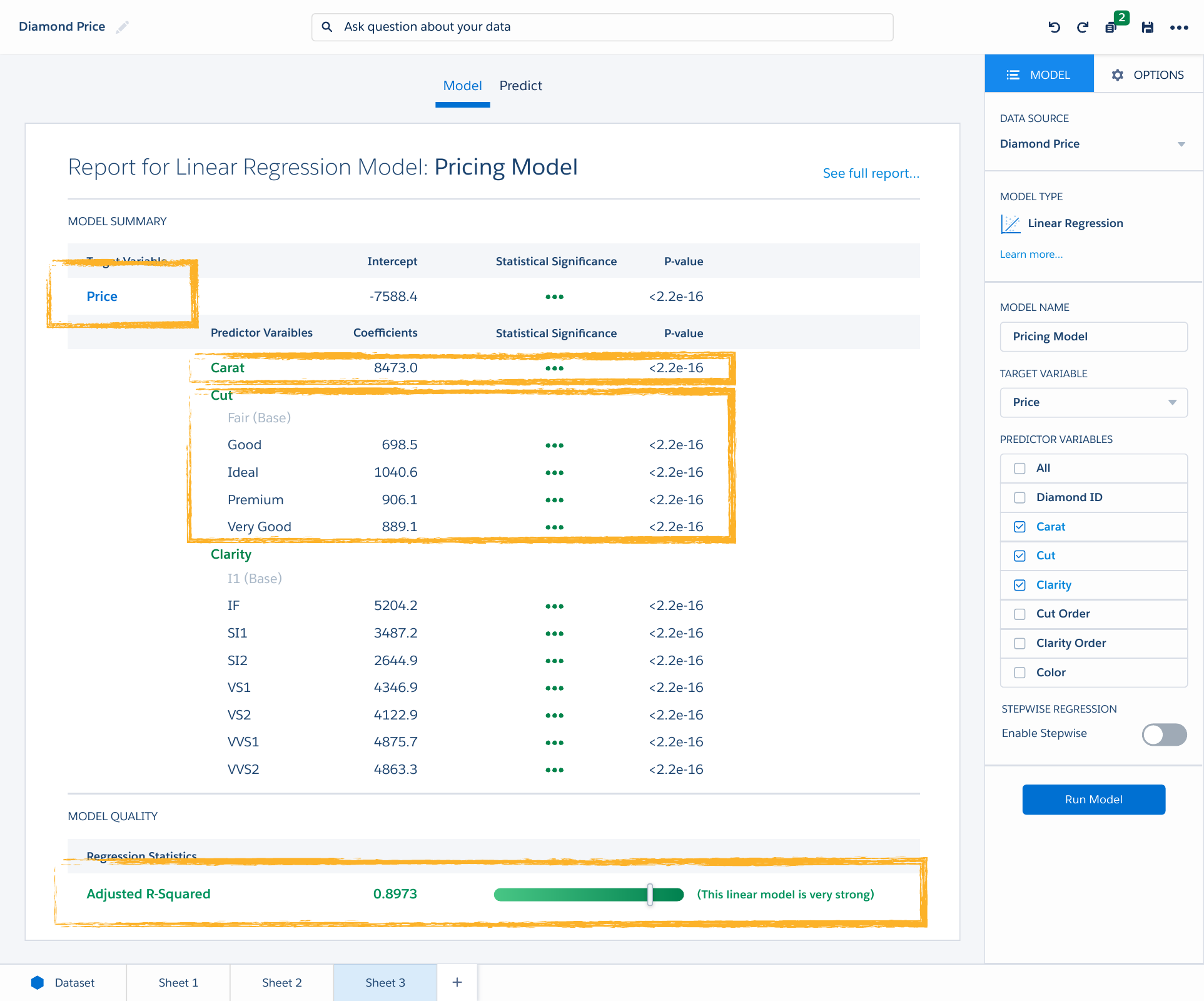 Salesforce Einstein Analytics — Data Explorer — Model & predict (2)